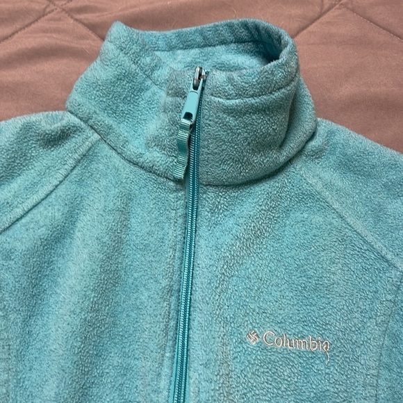 Columbia Turquoise Blue Zip Up Fleece Jacket Size Medium - Picture 5 of 10